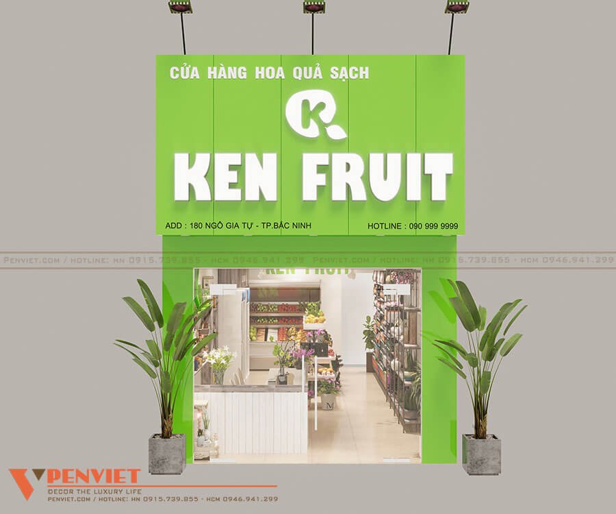 Thiết kế mặt tiền cửa hàng trái cây Ken Fruit 