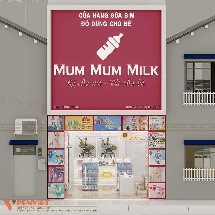 Thiết kế cửa hàng bỉm sữa Mum Mum Milk – 43m2 – Bình Thuận