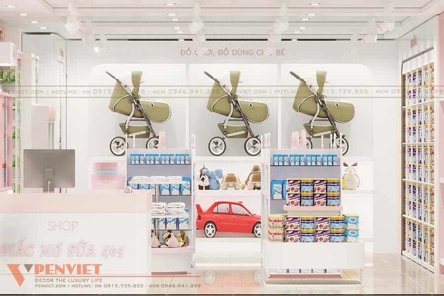 Khu vực trưng bày các sản phẩm đồ chơi, xe đẩy em bé