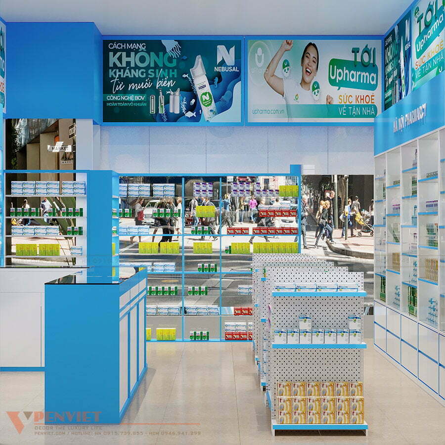 Một số kệ trưng bày nhỏ của nhà thuốc Hà Nội Pharmacy