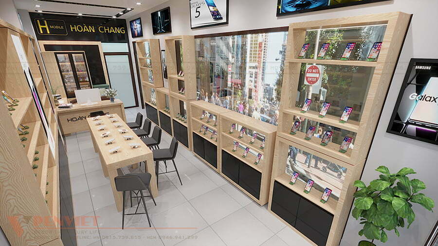 Tủ trưng bày sản phẩm bắt mắt tại Hoàn Chang Mobile