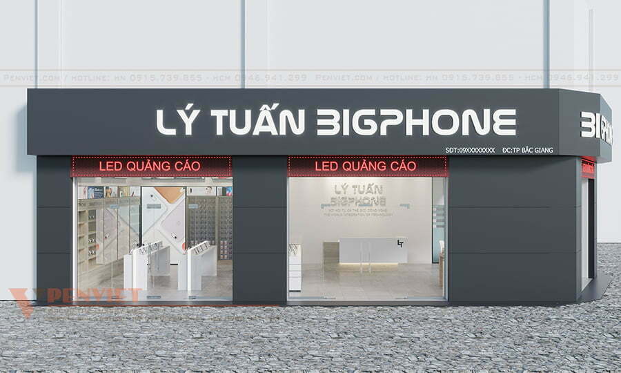 Thiết kế cửa hàng điện thoại Lý Tuấn Bigphone – Bắc Giang