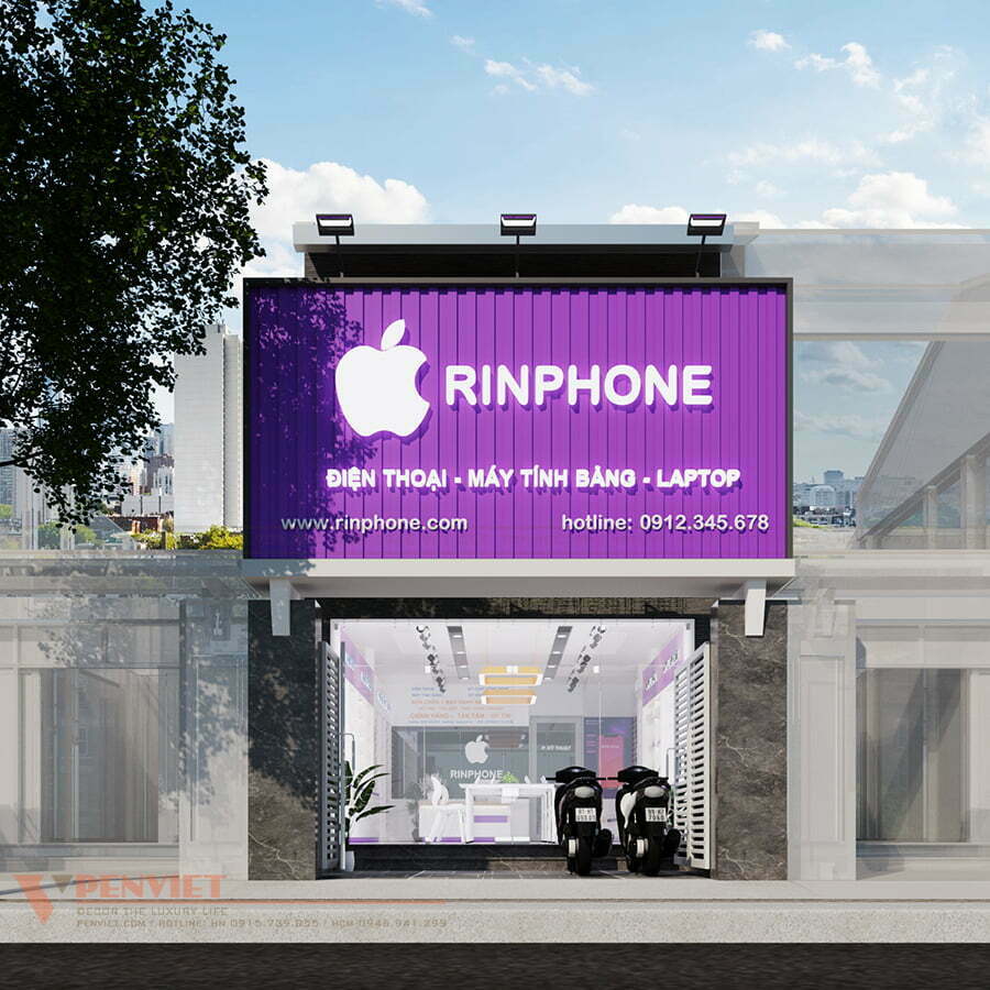 Mẫu thiết kế cửa hàng điện thoại đẹp Rinphone – Bình Định