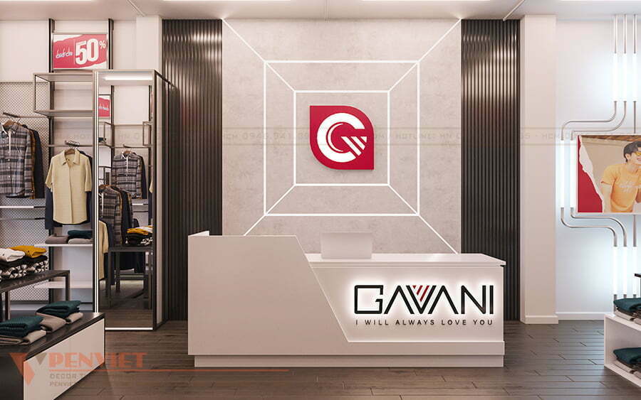 Khu vực quầy thu ngân của shop quần áo Gavani