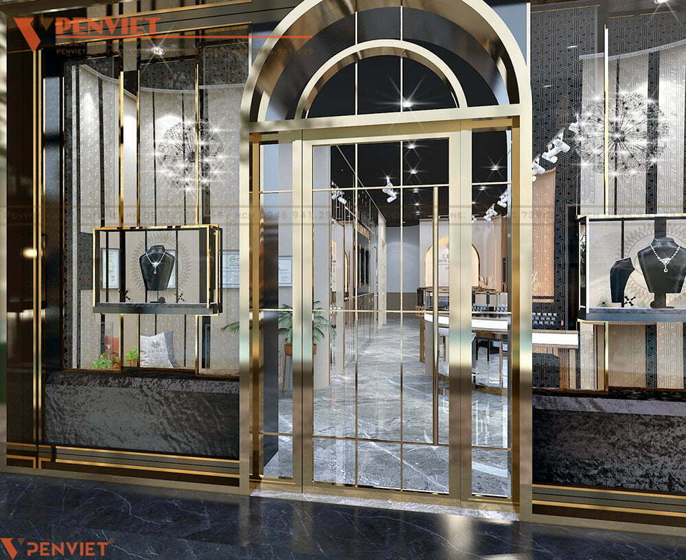 Thiết kế cửa dạng vòm mang đến hình ảnh sang trọng cho LuxA Diamonds