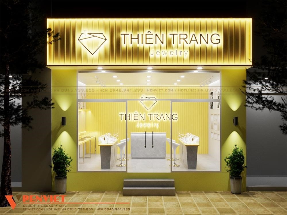 Điểm nhấn tươi trẻ trong thiết kế tiệm vàng Thiên Trang – Hà Đông
