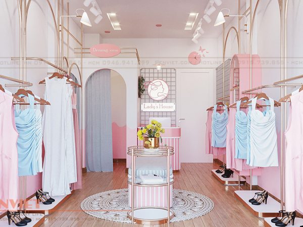Thiết kế shop thời trang màu hồng - Lady’s House