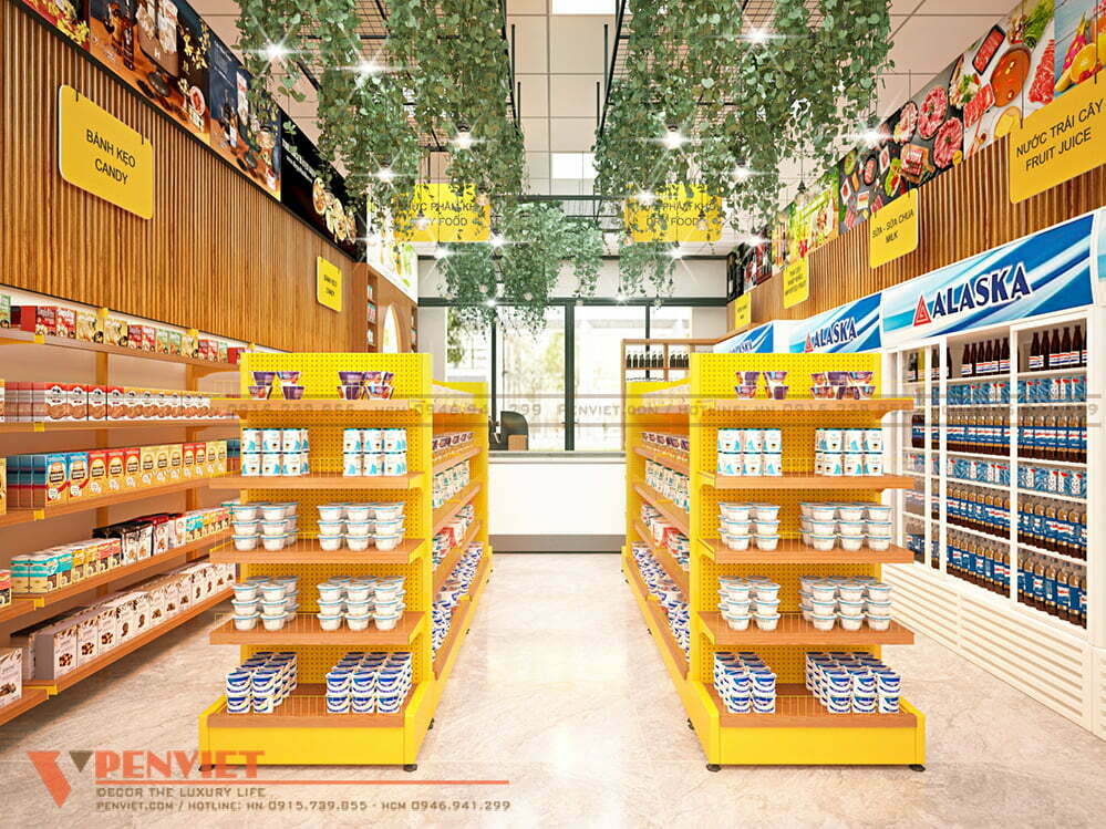 Các kệ trung tâm bày bán những sản phẩm phổ biến, tạo doanh thu chính cho siêu thị