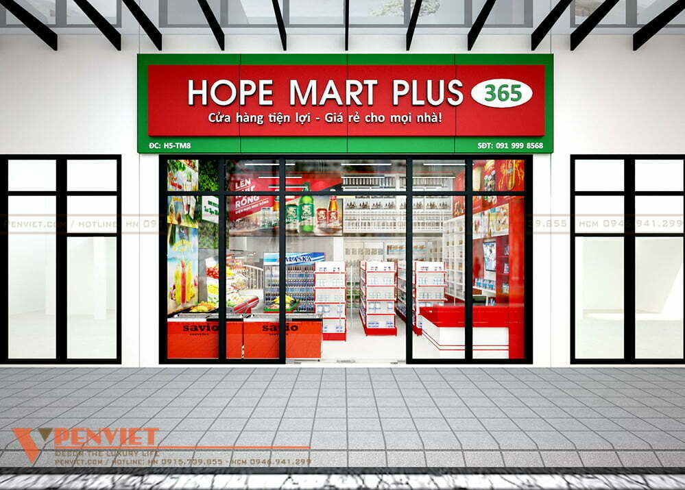 Lột xác hoàn toàn nhờ mẫu thiết kế siêu thị mini Hope Mart Plus – 60m2