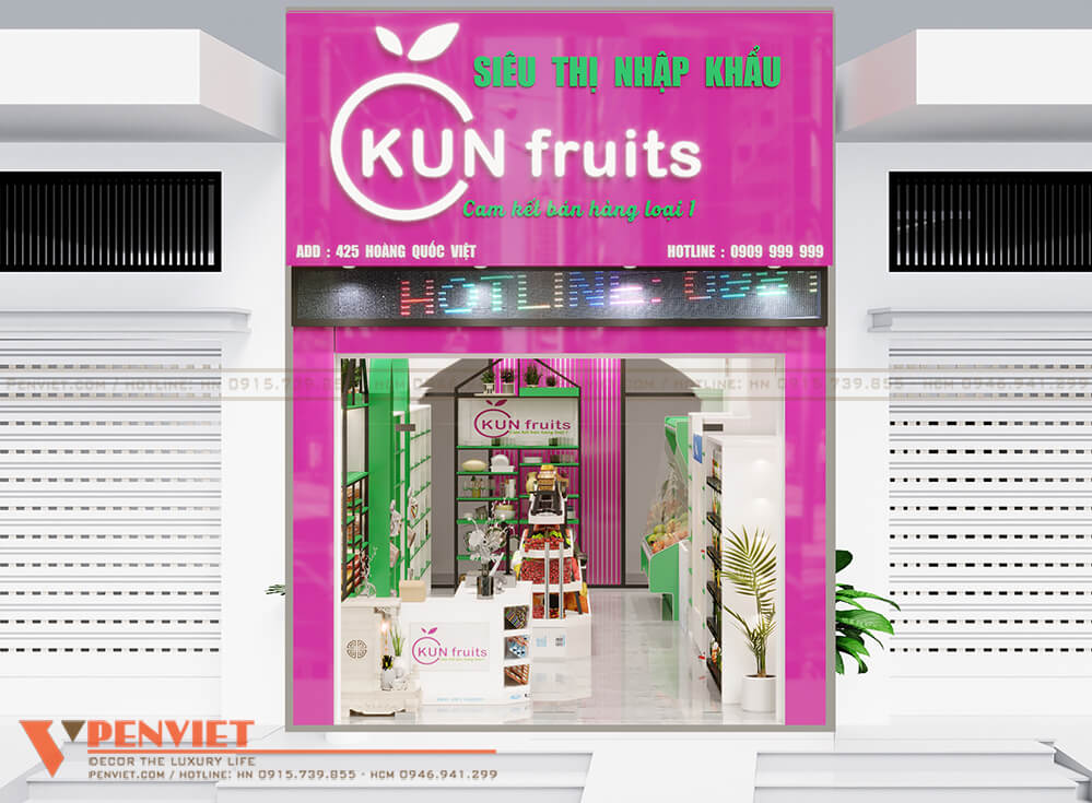 Thiết kế cửa hàng thực phẩm sạch Kun Fruits 60m2 – Hà Nội 