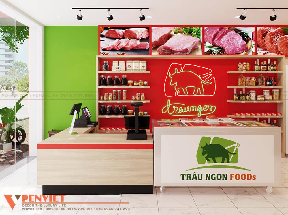 Cửa hàng Trâu Ngon Foods có cách bố trí nội thất khoa học