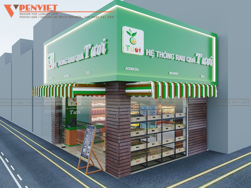 Gợi ý thiết kế cửa hàng thực phẩm sạch Tươi 30m2 – Thành phố Hồ Chí Minh