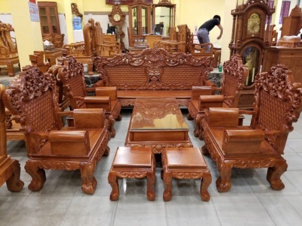 Bộ bàn ghế Hoàng gia gỗ hương vân 10 món