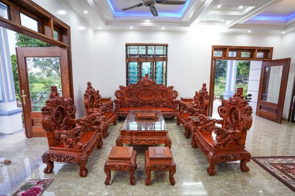 Bàn ghế phòng khách hương đỏ Lào gồm 12 món