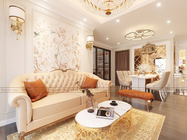 Mẫu thiết kế nội thất chung cư với vẻ đẹp đặc trưng của phong cách Tân Cổ Điển