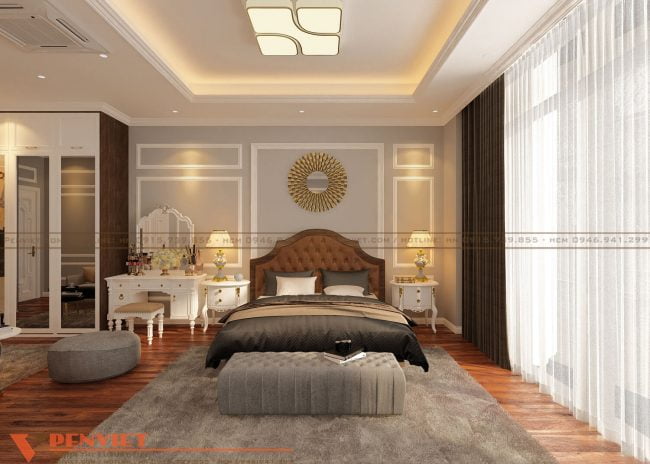 Phòng ngủ được thiết kế theo phong cách hiện đại