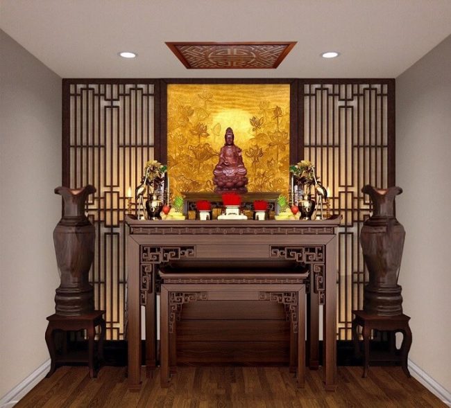 Mẫu phòng thờ gỗ Lim