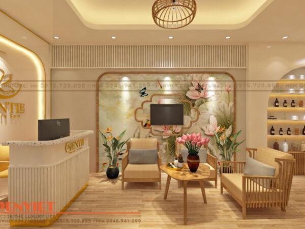 Mẫu phòng spa đẹp mang phong cách đương đại, trang bị nội thất hiện đại và sử dụng ánh sáng mềm mại để tạo ra không gian thư giãn và tinh tế.