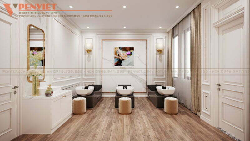 Phòng gội đầu dưỡng sinh trong thiết kế nội thất spa Diamond