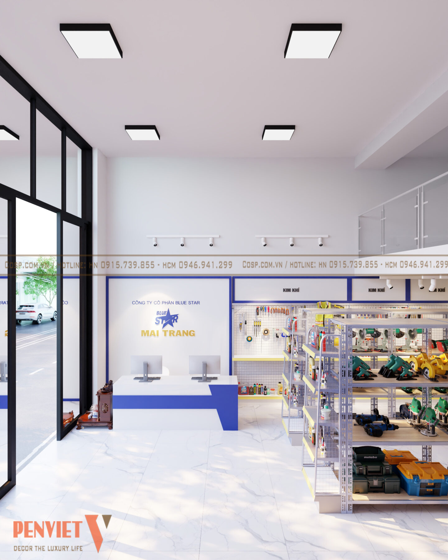 Phương án thiết kế nội thất shop kim khí Blue Star Mai Trang thiet ke noi that shop kim khi 1