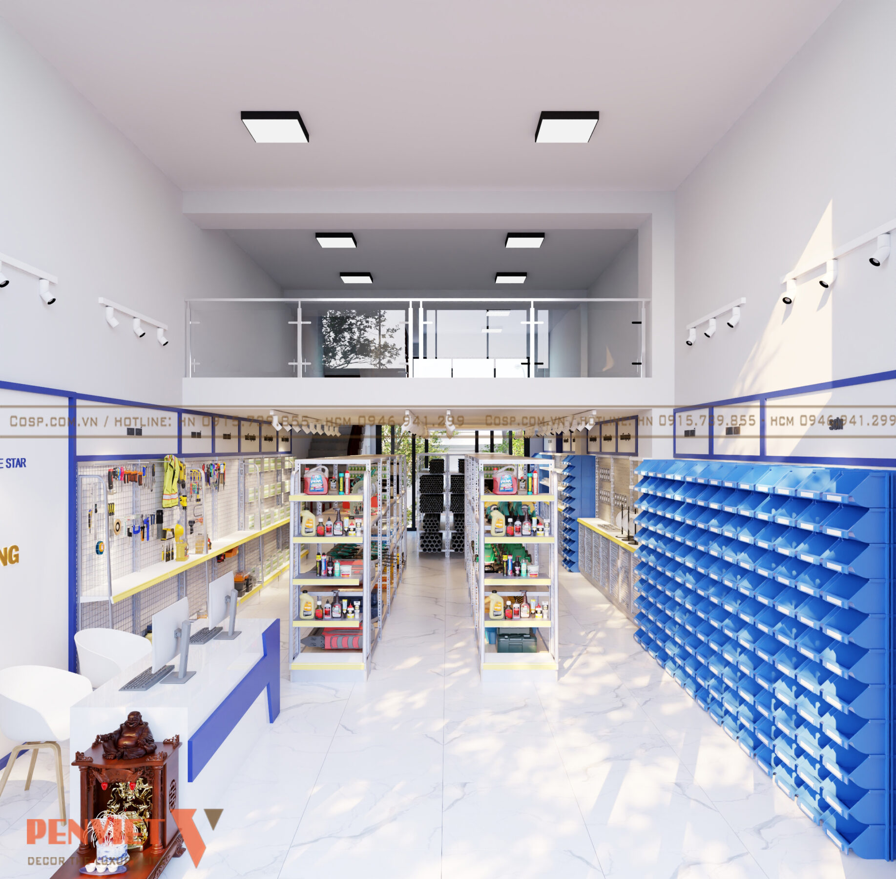 Phương án thiết kế nội thất shop kim khí Blue Star Mai Trang thiet ke noi that shop kim khi 3