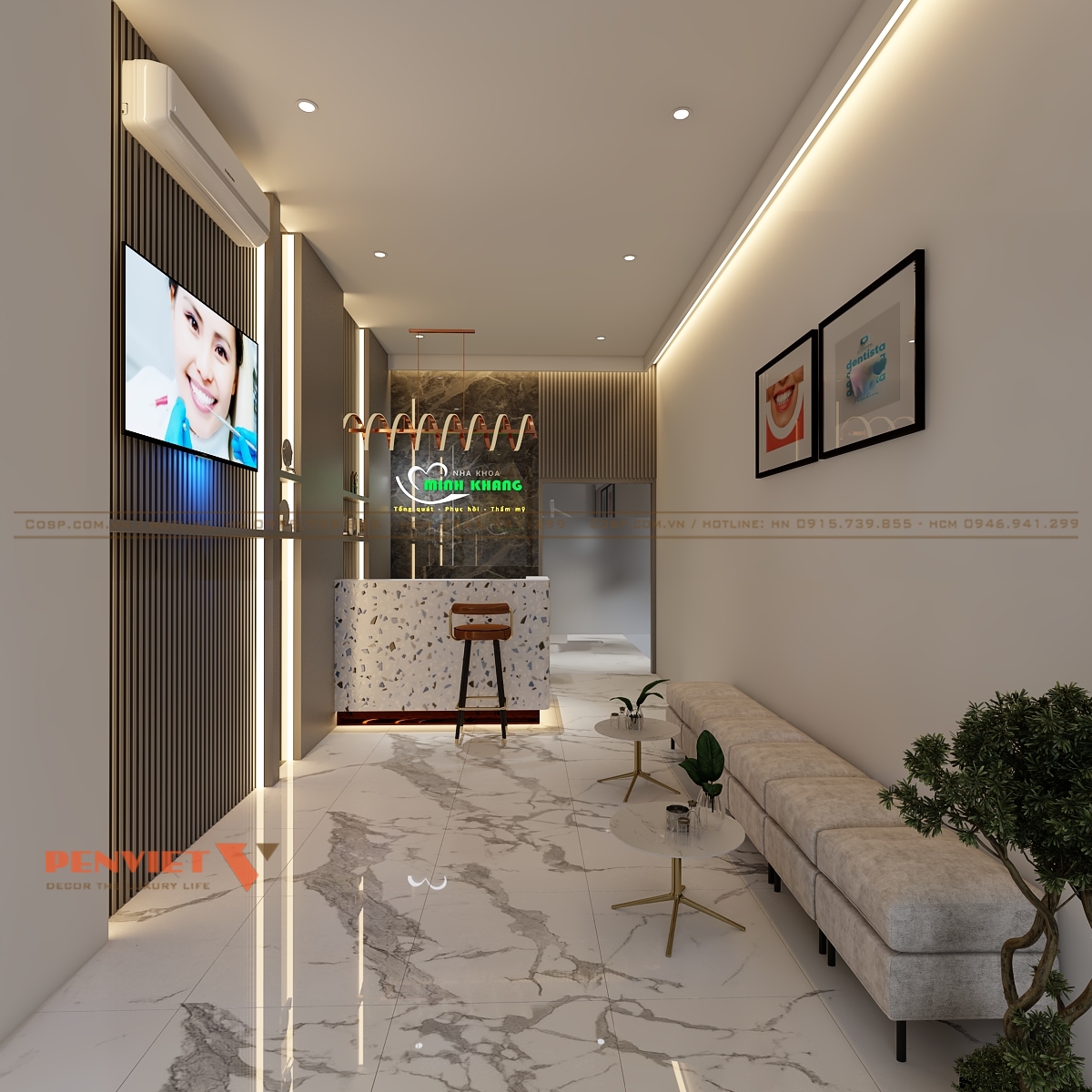 Thiết kế nội thất phòng khám nha khoa Minh Khang thiet ke noi that phong kham nha minh khang 3