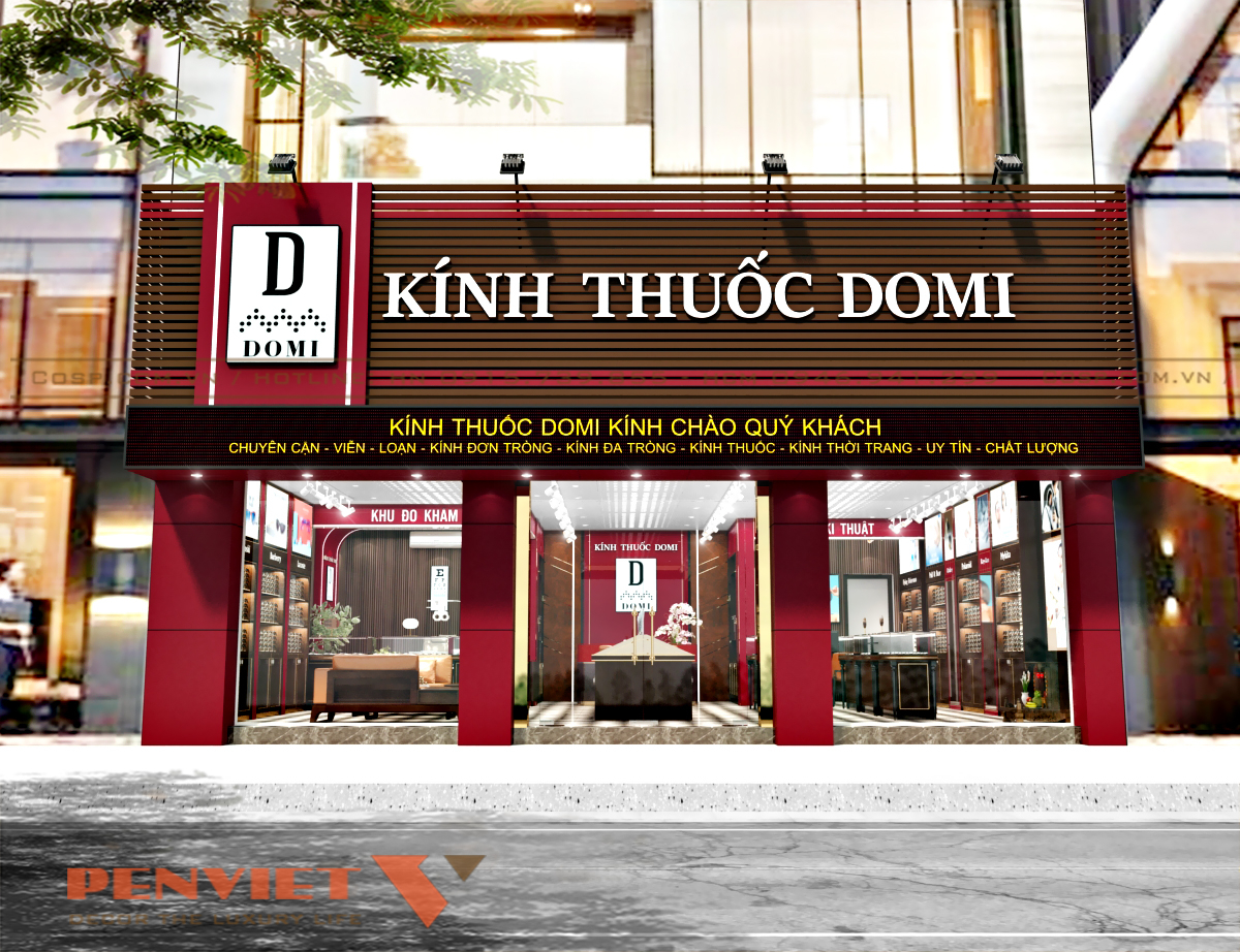 Thiết kế cửa hàng kính mắt Domi