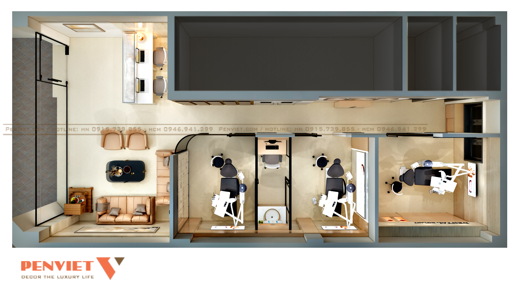 Mẫu thiết kế phòng khám nha khoa – da liễu A Đạt tại Hà Nội T2 C1