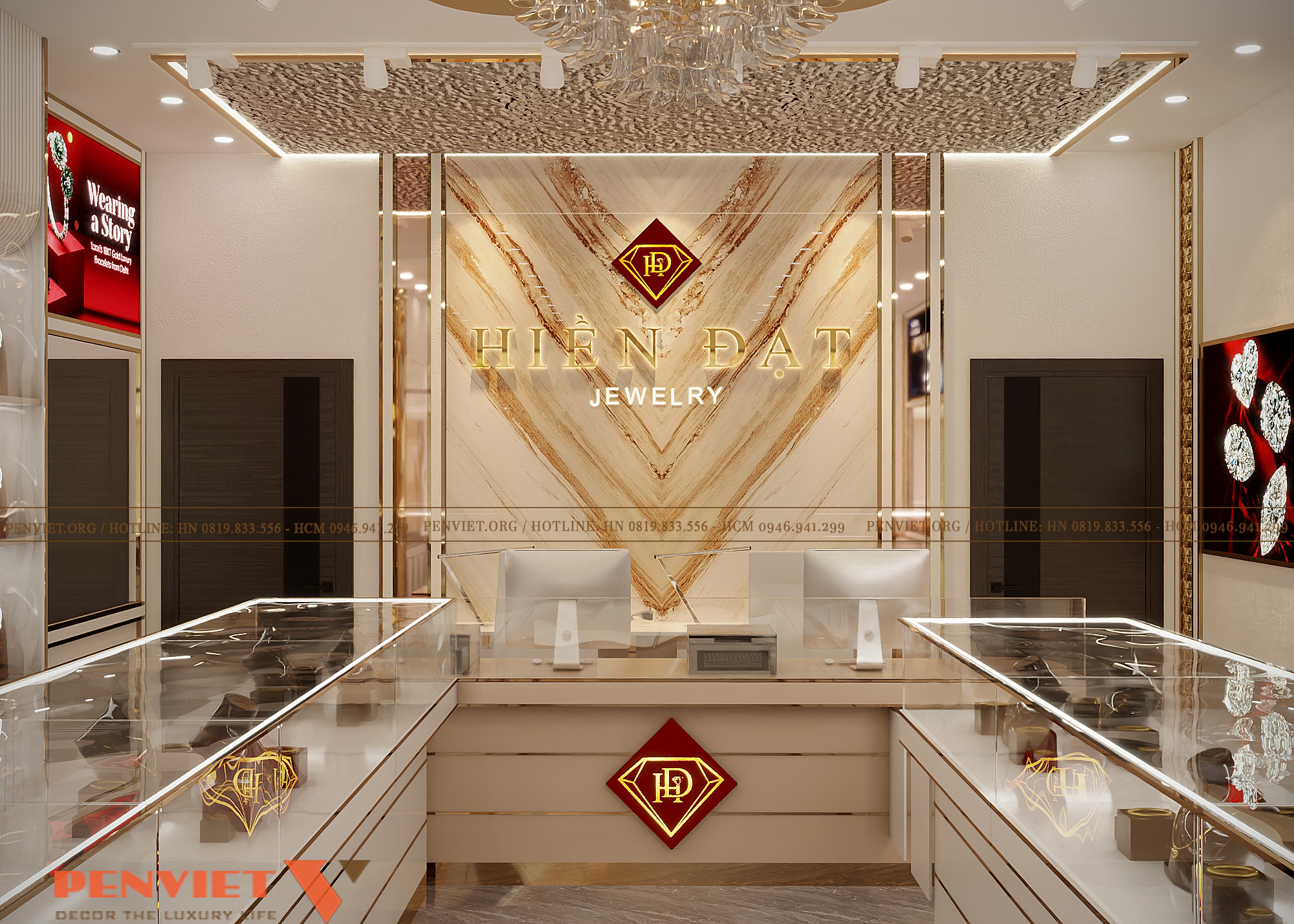 Thiết Kế Tiệm Vàng Hiền Đạt 50m² Tại Quốc Oai – Không Gian Kinh Doanh Sang Trọng 6 1