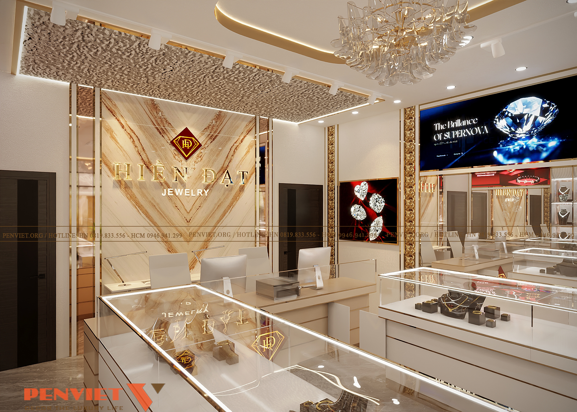 Thiết Kế Tiệm Vàng Hiền Đạt 50m² Tại Quốc Oai – Không Gian Kinh Doanh Sang Trọng 7 1