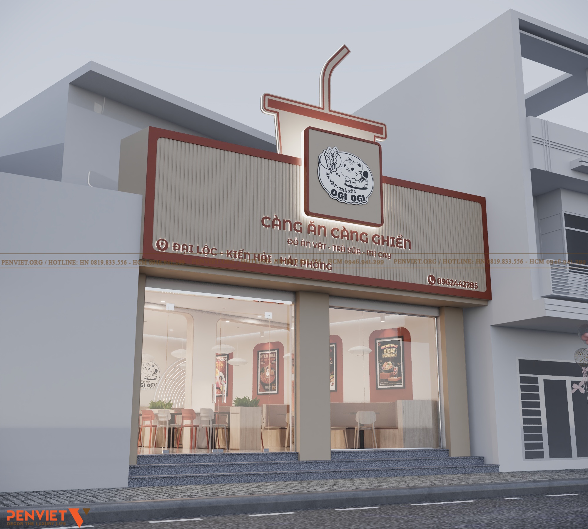 Thiết Kế Nhà Hàng Mỳ Cay Càng Ăn Càng Ghiền 85m² – Không Gian Hiện Đại, Thu Hút Khách Ngay Từ Ánh Nhìn Đầu Tiên 20 1