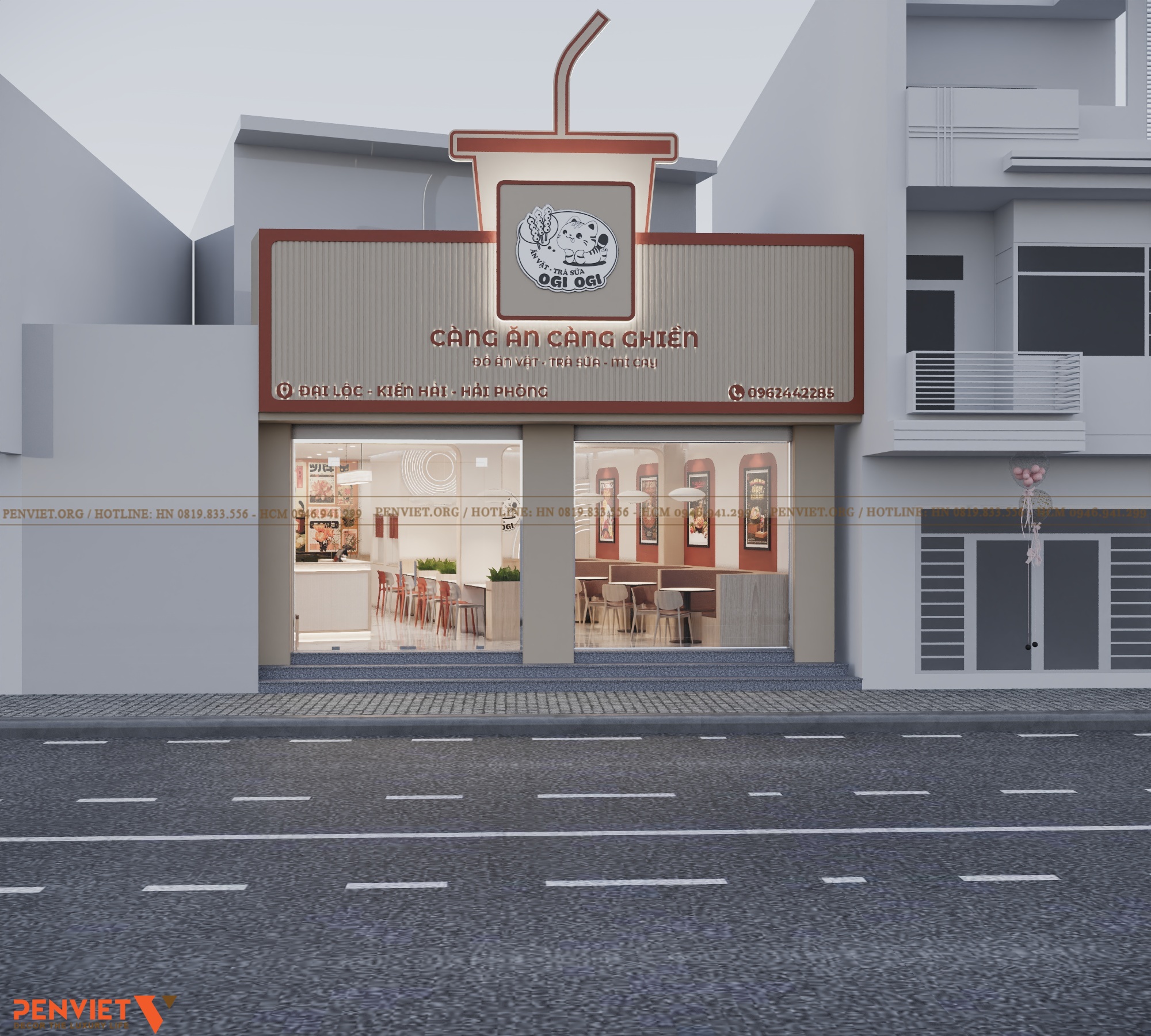 Xây dựng - Cải tạo Thiết Kế Nhà Hàng Mỳ Cay Càng Ăn Càng Ghiền 85m² – Không Gian Hiện Đại, Thu Hút Khách Ngay Từ Ánh Nhìn Đầu Tiên