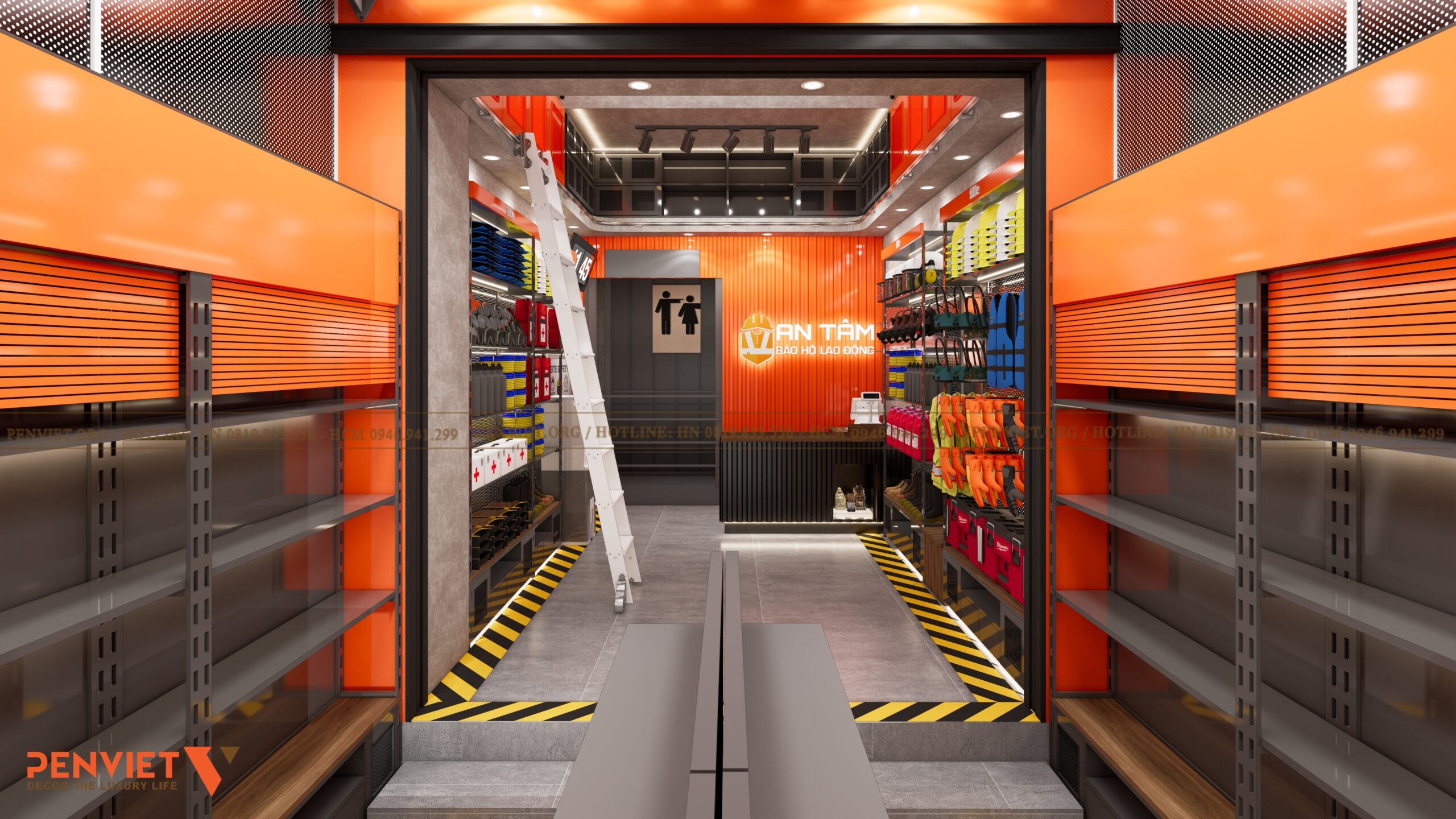 Xây dựng - Cải tạo Thiết Kế Shop Bảo Hộ Lao Động AN TÂM 32M² – Tối Ưu Trưng Bày, Khẳng Định Hình Ảnh Chuyên Nghi