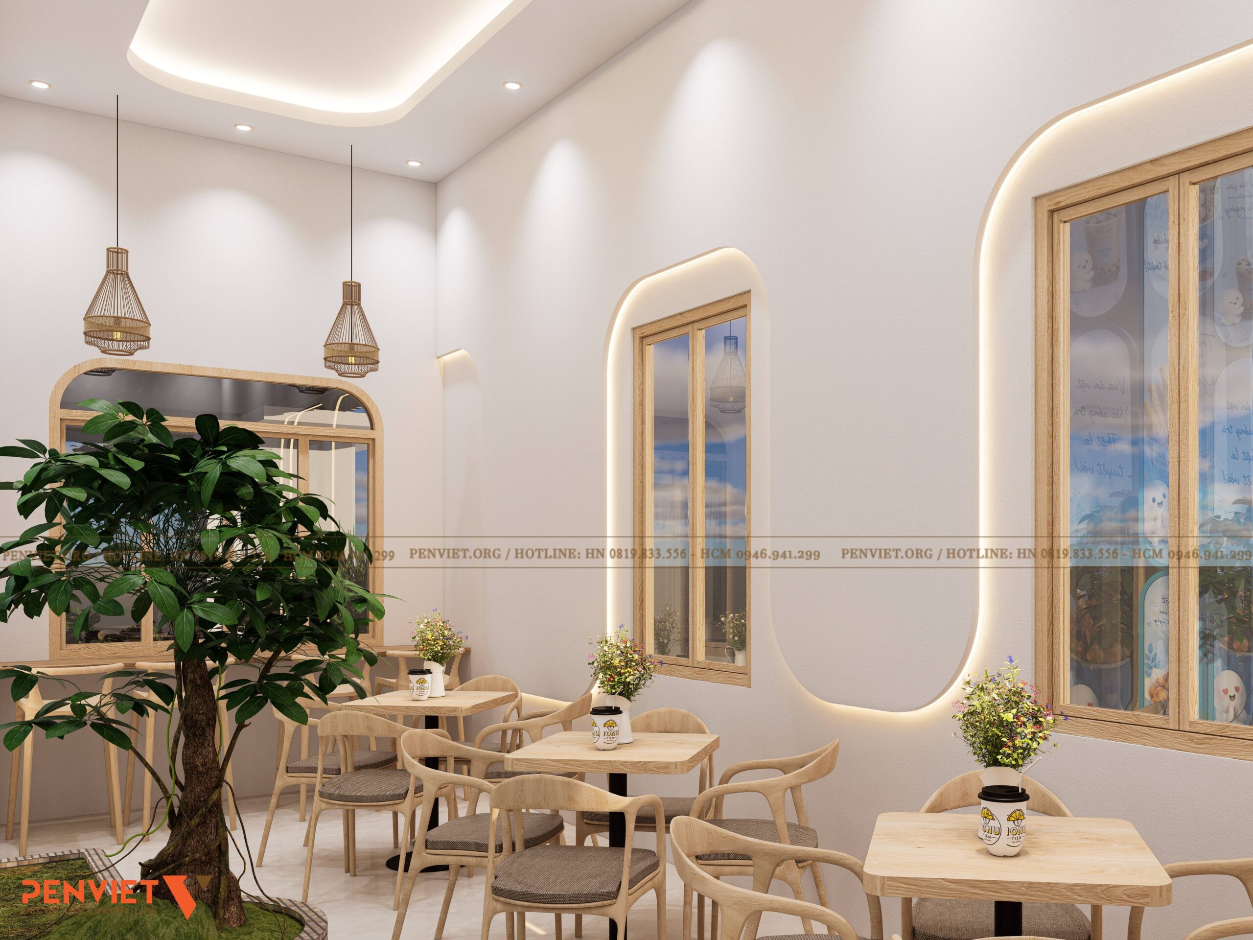 Thiết Kế Quán Trà Sữa Sân Thượng Phong Cách Nhiệt Đới – Công Trình Của Chị Hải (100m²) 5 scaled