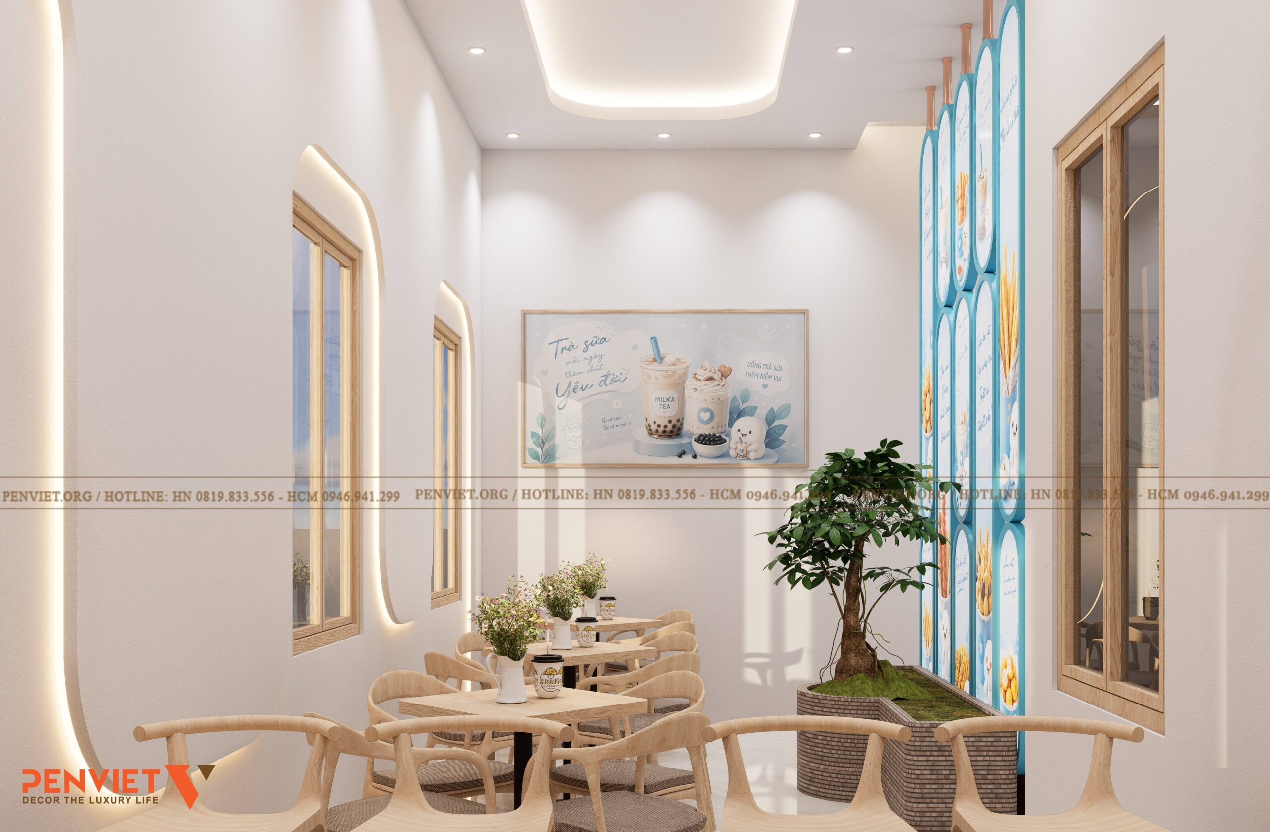 Thiết Kế Quán Trà Sữa Sân Thượng Phong Cách Nhiệt Đới – Công Trình Của Chị Hải (100m²) 6 scaled