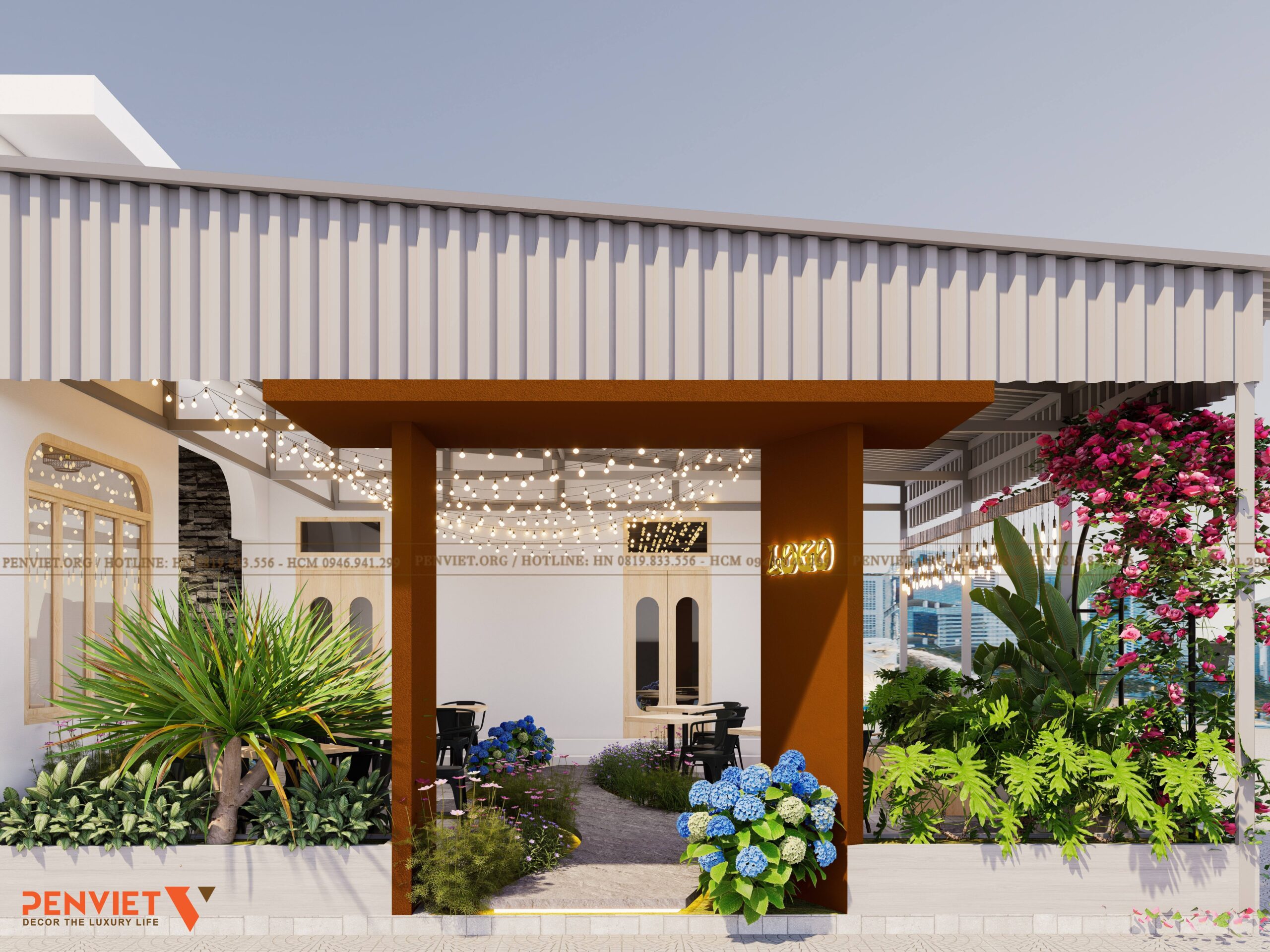 Thiết Kế Quán Trà Sữa Sân Thượng Phong Cách Nhiệt Đới – Công Trình Của Chị Hải (100m²) 7 scaled