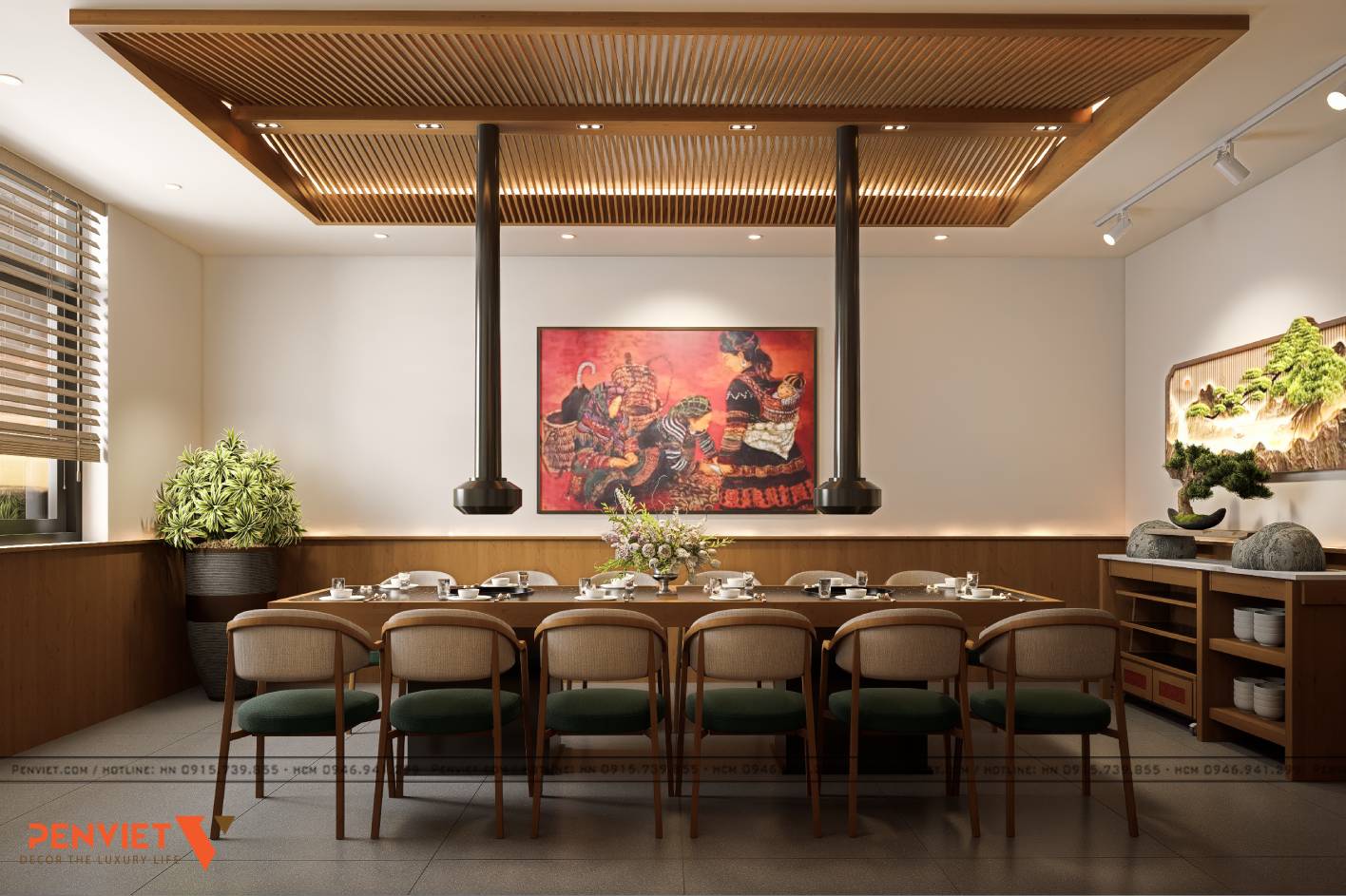 Thiết kế nhà hàng Bản Nướng tại Vinhomes Tuyên Quang – Đậm chất Tây Bắc, trọn vị sum vầy P.Vip 03.1