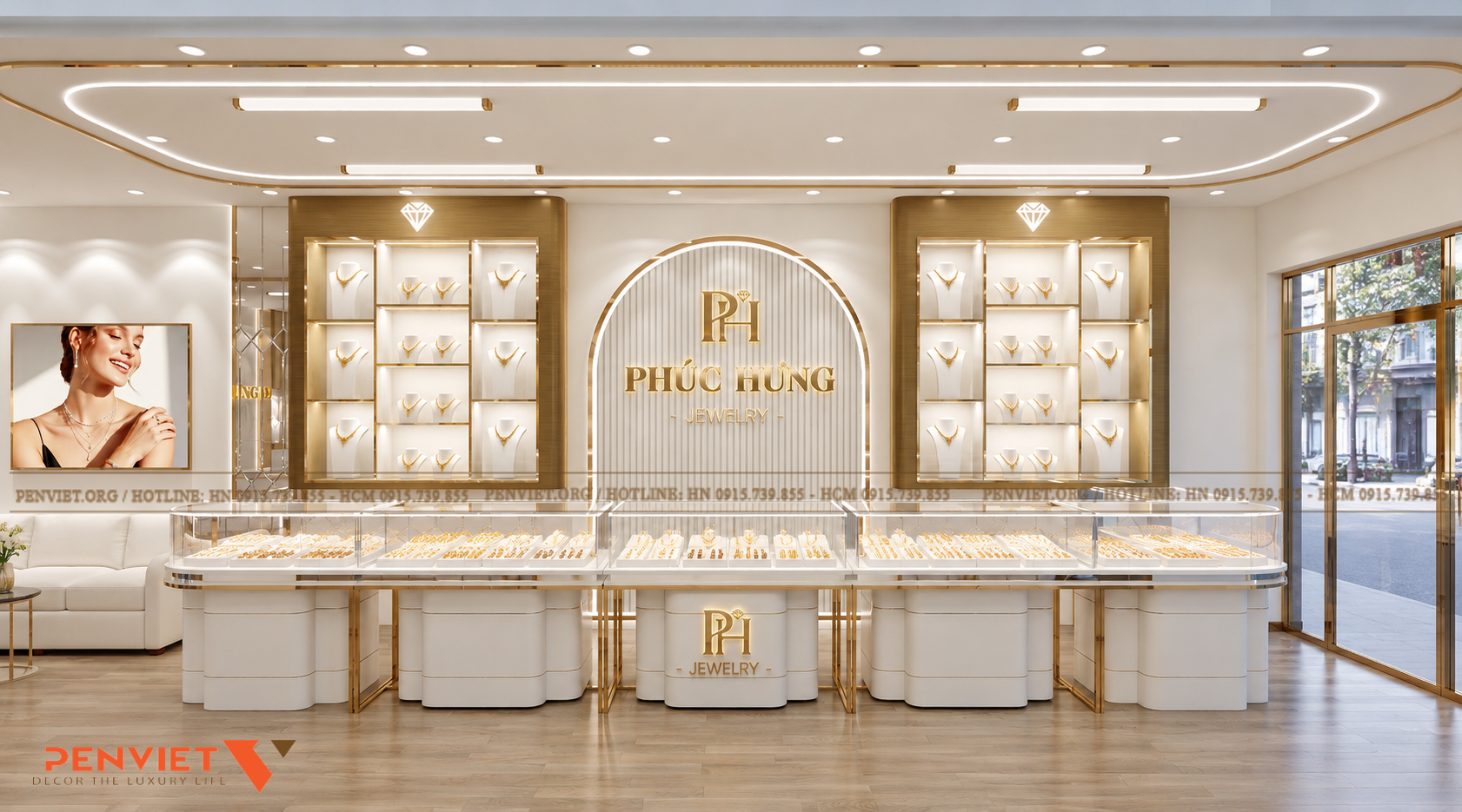 Thiết kế tiệm vàng bạc Phúc Hưng - Hà Nội | Diện tích 60m² phong cách hiện đại e675d865 ca03 464b 903a 9e4df342a897
